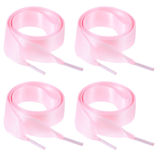 HJZHII 2 Pairs Ribbon Shoe Laces, 47" Flat Satin Shoelaces Soft Silky Shoe Ties 3/4" Wide Fashion Shoestring for Women Sneaker Skate Shoes Boots Sport Shoes(Pink)