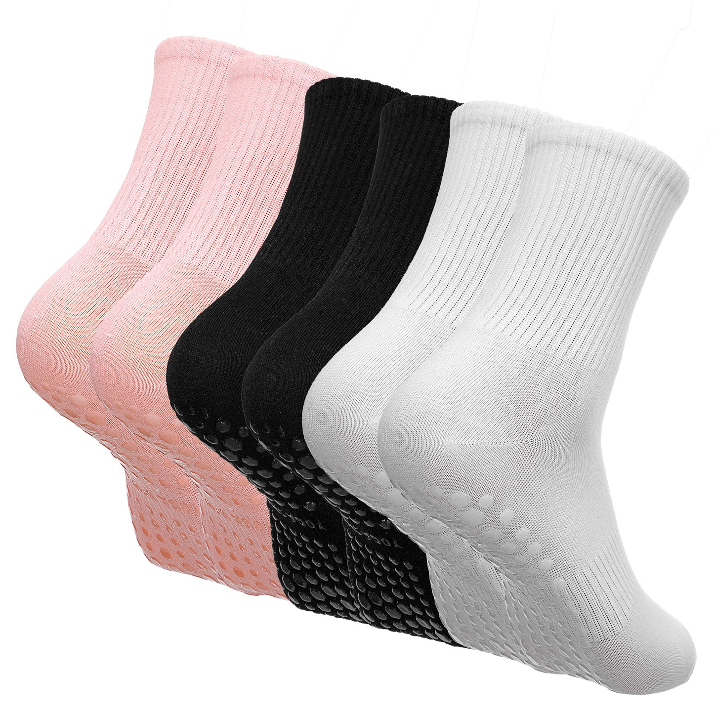 TIESOME 3 Pairs Pilates Socks With Grips for Women, Non Slip Yoga Socks For Barre Workout Hospital and Home Use