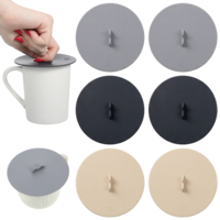 TIESOME 6 PCS Silicone Cup Covers, 3.86 Inch Food Grade Silicone Lids for Cups, Airtight Dustproof Seal for Mugs, Tea & Coffee, 6 Colors(3 Colors)