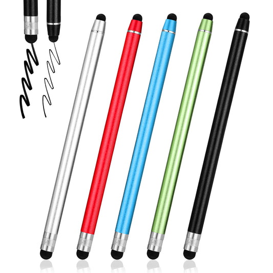 LXUEJIE 5 Pcs Stylus Pen for Touchscreen, 2-in-1 High Precision Stylus Pen with Rubber Tips High Sensitivity Capacitive Touch Screen Pens for Pad Tablets Smartphones All Touch Screens