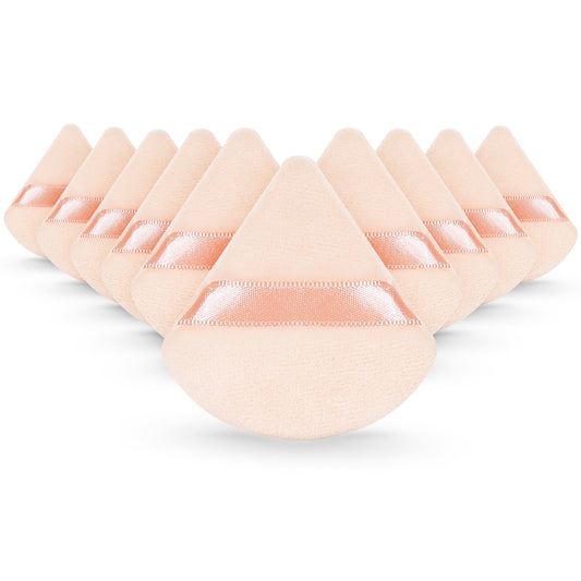 JIEYAO 10 Pcs Triangle Powder Puff, Soft Face Powder Puff, Makeup Velour Puff Beauty Sponge for Loose Powder and Cosmetic Foundation Blender Beauty Makeup Tools for Women Contouring