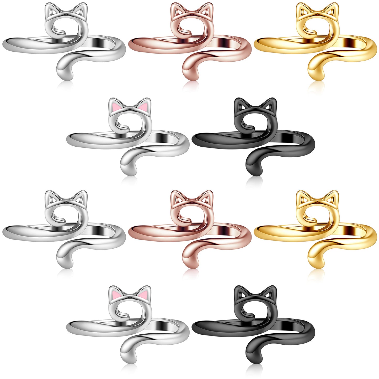 JJUNW 10Pcs Crochet Ring, Crochet Tension Ring, Adjustable Crochets Rings for Finger Yarn Holder for Crocheting, Knitting Crochets Supplies Gift for Crocheters, Knitters, Mom and Women