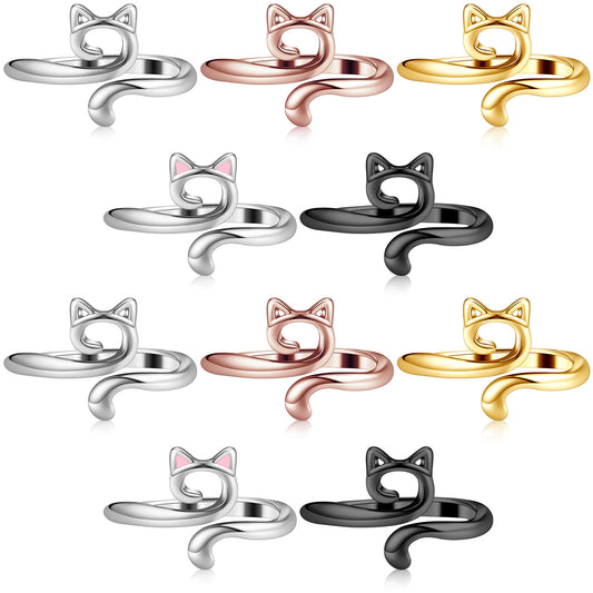 JJUNW 10Pcs Crochet Ring, Crochet Tension Ring, Adjustable Crochets Rings for Finger Yarn Holder for Crocheting, Knitting Crochets Supplies Gift for Crocheters, Knitters, Mom and Women