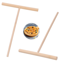 cobee 2 Pcs Crepe Spreader Wooden Crepe Maker, Crepe Spatula Pancake Batter Spreader, T-Shaped Tool Stick for Flat Tortilla Shells, Roti, Galettes-Round Food Pastry Tool