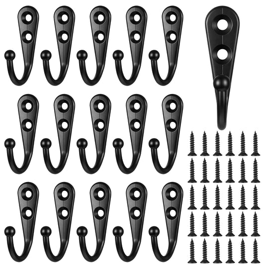 JJUNW Black Wall Mounted Coat Hooks, Small Key Hooks for Hanging, Small Utility Hooks Modern Coat Hooks for Hat Cup Coat Picture (15 Pack, Black)