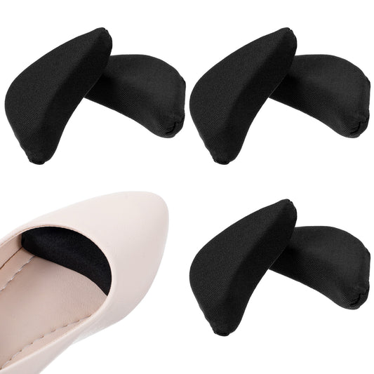 BOHUIZ 3 Pair Shoe Filler for Too Big Shoes Women, Soft Sponge Toes Filler Inserts Adjustable Shoes Fillers Big Toe Plug Foot Brace Shoe Pads Black Toe Cushions for High Heel Pumps Flats Sneakers