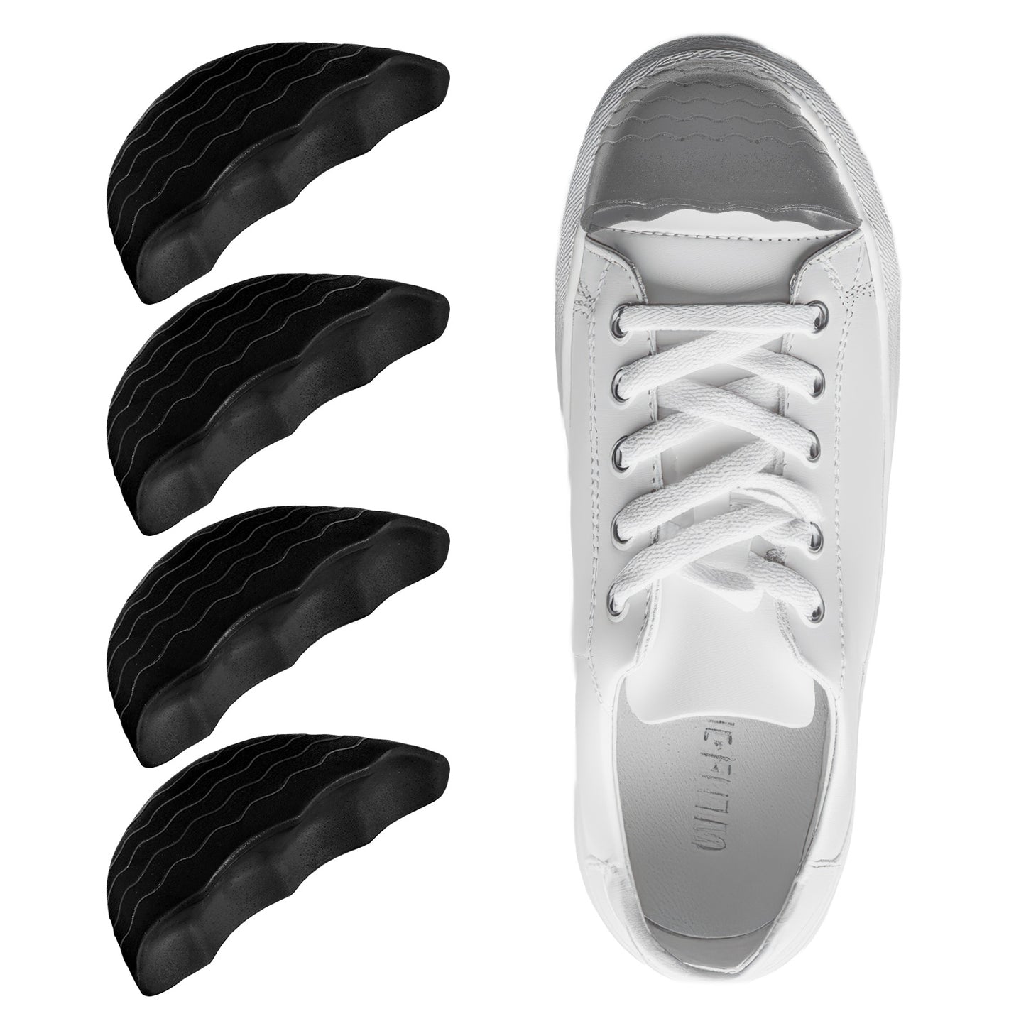 JIEYAO 4 Pcs Shoe Filler for Loose Shoes, Toe Cushion Fillers Make Shoes Fit, Shoe Inserts for Too Big Shoes Shoe Size Reducer Toe Inserts for Women Men Prevent Heel Sliping Make Shoes Smaller(Black)