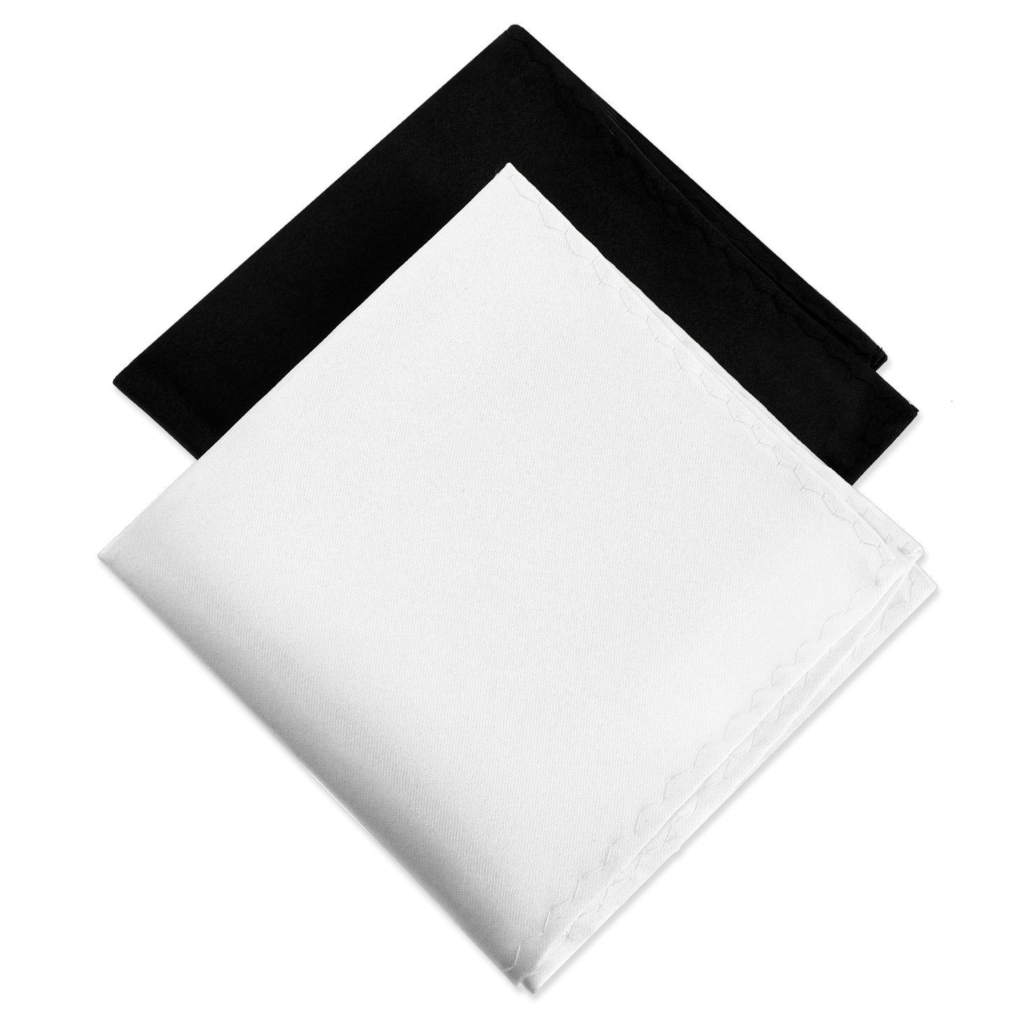 Molain 2Pcs Men's Pocket Square Satin Pocket Square for Men Solid Color Handkerchief Suit Pocket Squares Classic Pure Silk Hankies(Black, White)