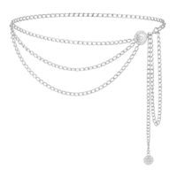 GEEHUA Multilayer Chain Belt, Waist Chain Belt Fashion Adjustable Metal WaistChain Belts Body Jewelry for Women(Silver,Silver)