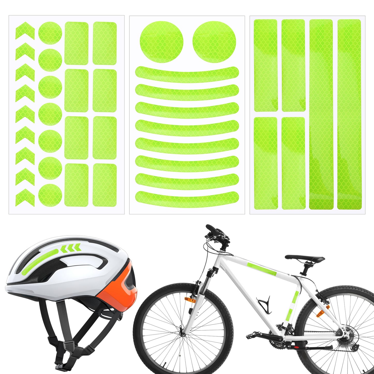 TIESOME 42 Pcs Reflective Stickers, Multi Shape Waterproof Reflective Decals Kit, Night Visibility Adhesive Safety Stickers for Helmet, Bicycle, Car & Stroller (Green)