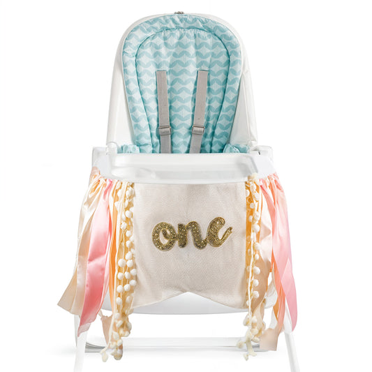 JIEYAO One Highchair Banner, First Birthday High Chair Banner, Wild One Birthday Decorations Jungle Theme Highchair Garland Decor Burlap Pink High Chair Banner for Boy Girl Baby Photo Props (Pink)
