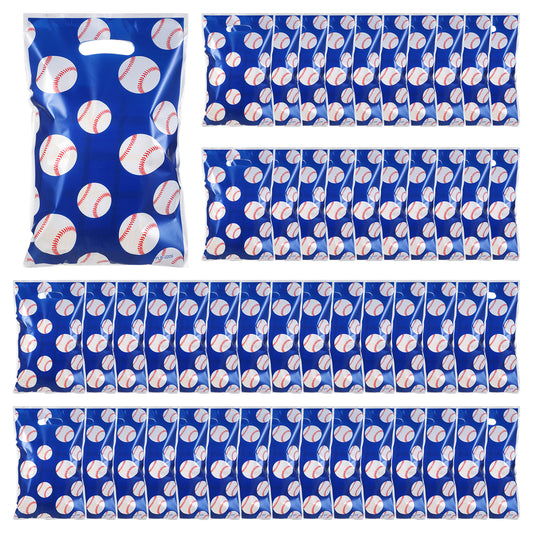 AOZUO 50pcs Baseball Gift Bags, Baseball Party Candy Goodie Bags with Handle Baseball Pattern Snack Treat Bags Sport Themed Party Favor Bags for Birthday Festival Presents Decoration Supplies