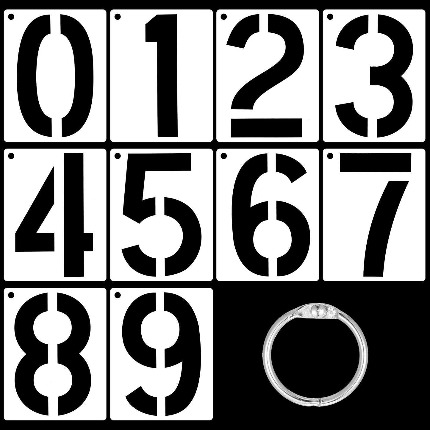XLIUAX 10 Pack 8 Inch Number Stencils Set, Large 0 to 9 Reusable Curb Address Number Stencils Plastic Digital Templates for Painting DIY Art Projects Parking Lot Decoration