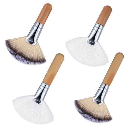 HJZHII 4Pcs Facial Fan Brush, Fluffy Facial Brushes Esthetician Fan Brushes