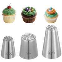 BOHUIZ 3 Pcs Grass Piping Tip for Cake Decorating, Stainless Steel Grass Icing Tip Cake Piping Tips Decorating Tips for Frosting Cupcakes Decoration DIY Baking (233 234 29)