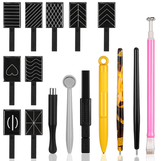 simarro 16Pcs Cat Eye Nail Magnet Tool Set, Cat Eye Gel Nail Polish Magnet Pen Gradient Design Square Round Heart Magnets Sticks Diverse Style for Women Nails DIY