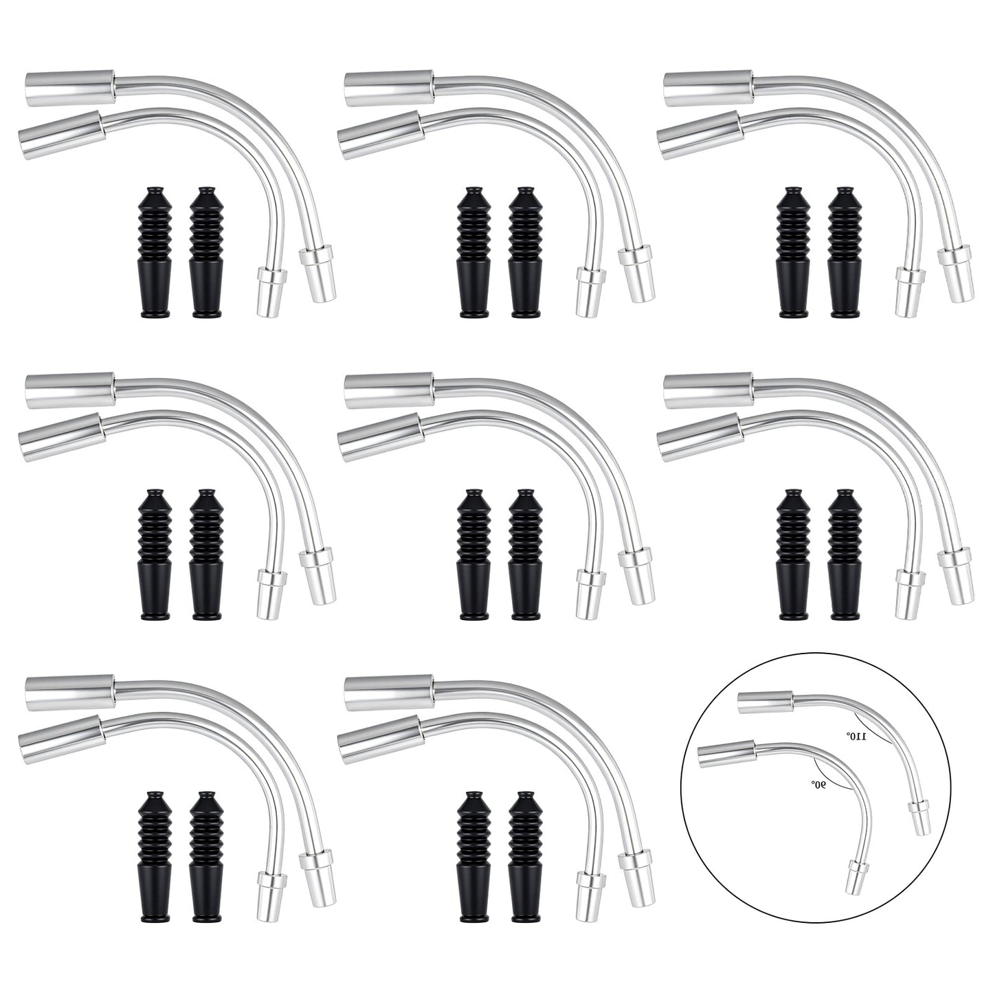 Molain 32 Pcs Bike V Brake Noodle Cable Guide Pipe Set, Bicycle Brake Cable Guide Pipe Rubber Boots for Mountain and Road Bike Accessories (90°and 120°)