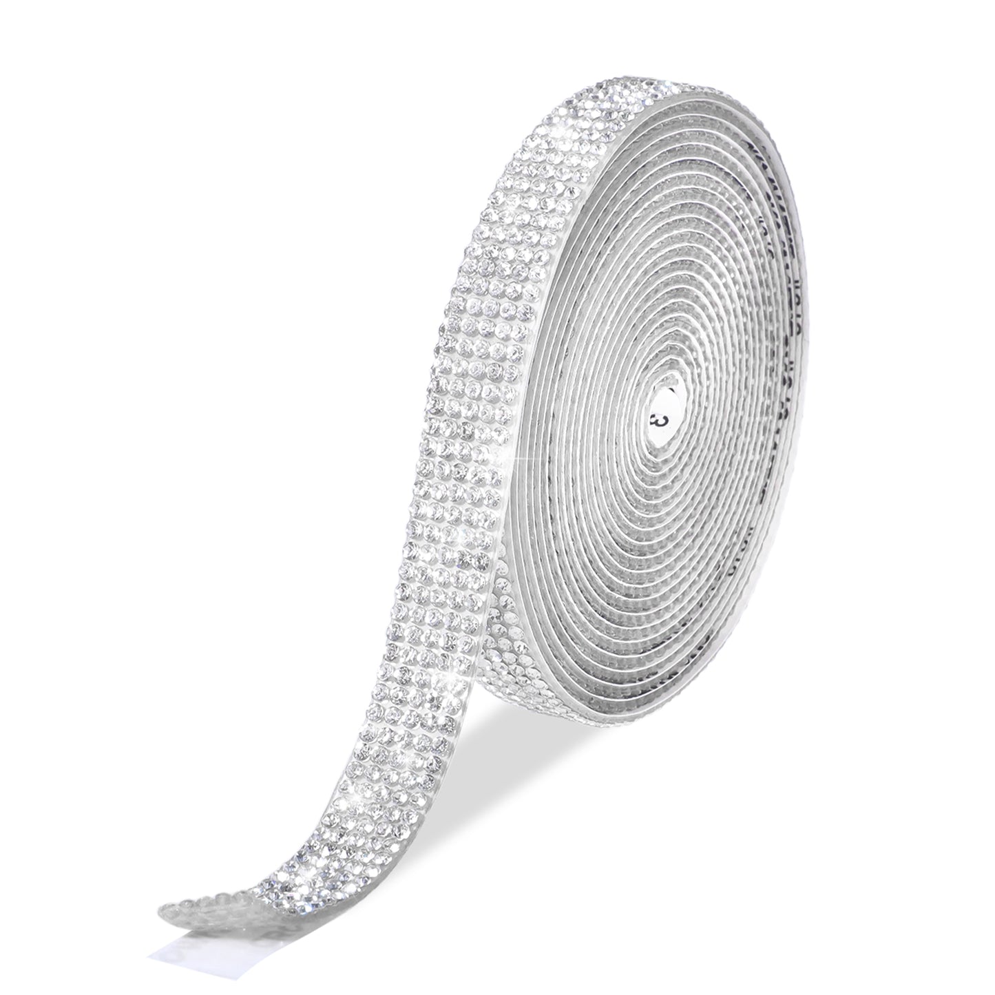Molain Self Adhesive Rhinestone Ribbons, Sliver Rhinestone Strips, Diamond Crystal Rhinestone Ribbon Roll Stickers Glitter Bling Ribbons Rhinestone for Crafts Fabric Car Shoes Decor(5 Yards)