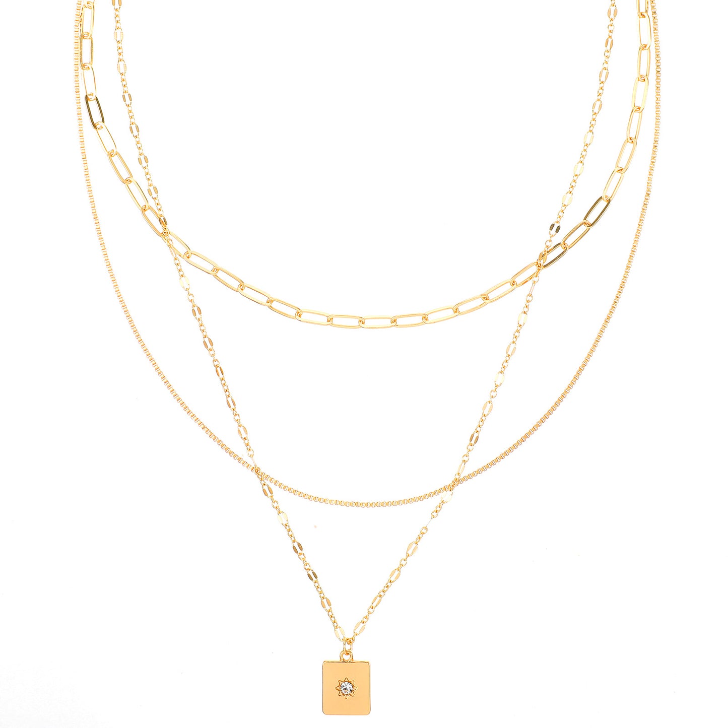 Molain 3Pcs Layered Necklace Set, Adjustable Stackable Chains Dainty Gold Necklace Gold Dainty Jewelry Gift for Women