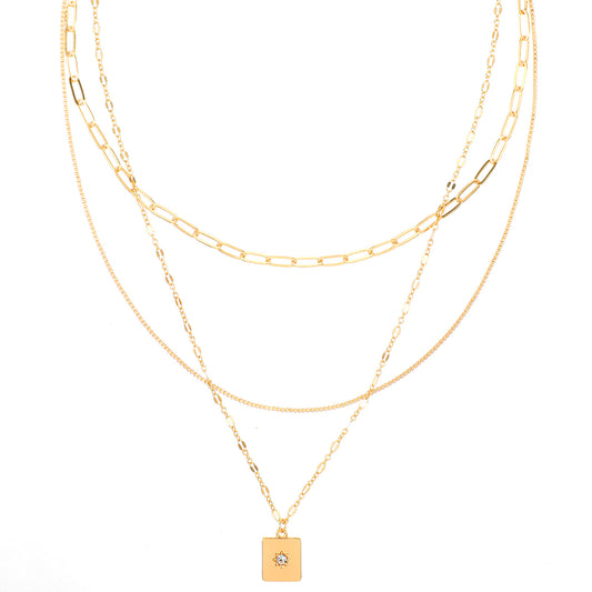 Molain 3Pcs Layered Necklace Set, Adjustable Stackable Chains Dainty Gold Necklace Gold Dainty Jewelry Gift for Women