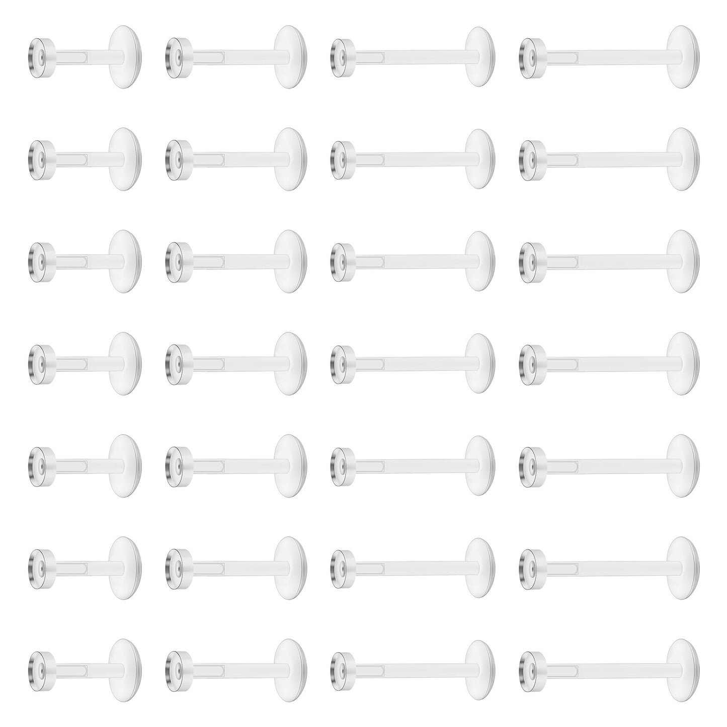 LXUEJIE 28 PCS Clear Piercing Retainers, 4 Sizes Clear Earrings Plastic Earrings for Sports Work Surgery Acrylic Push Top Piercing Retainers Plastic Piercings Stud Earring