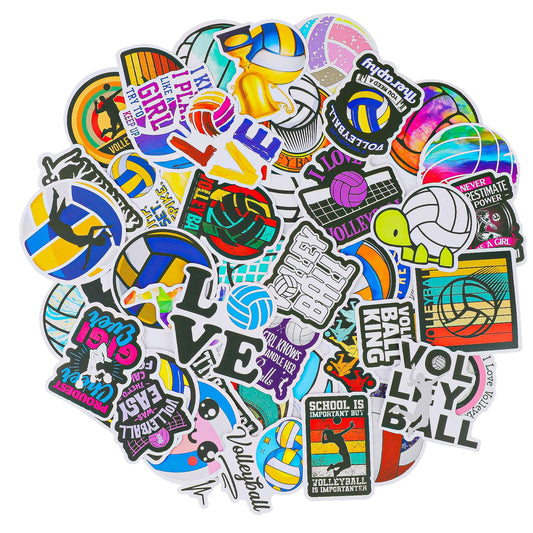 HJZHII Pack of 50 Volleyball Accessories Stickers, Cute Volleyball Gifts, Volleyball Sports Waterproof Laptop Vinyl Stickers for Teenagers Girls Adults Teenagers Skateboard Luggage Motorcycle