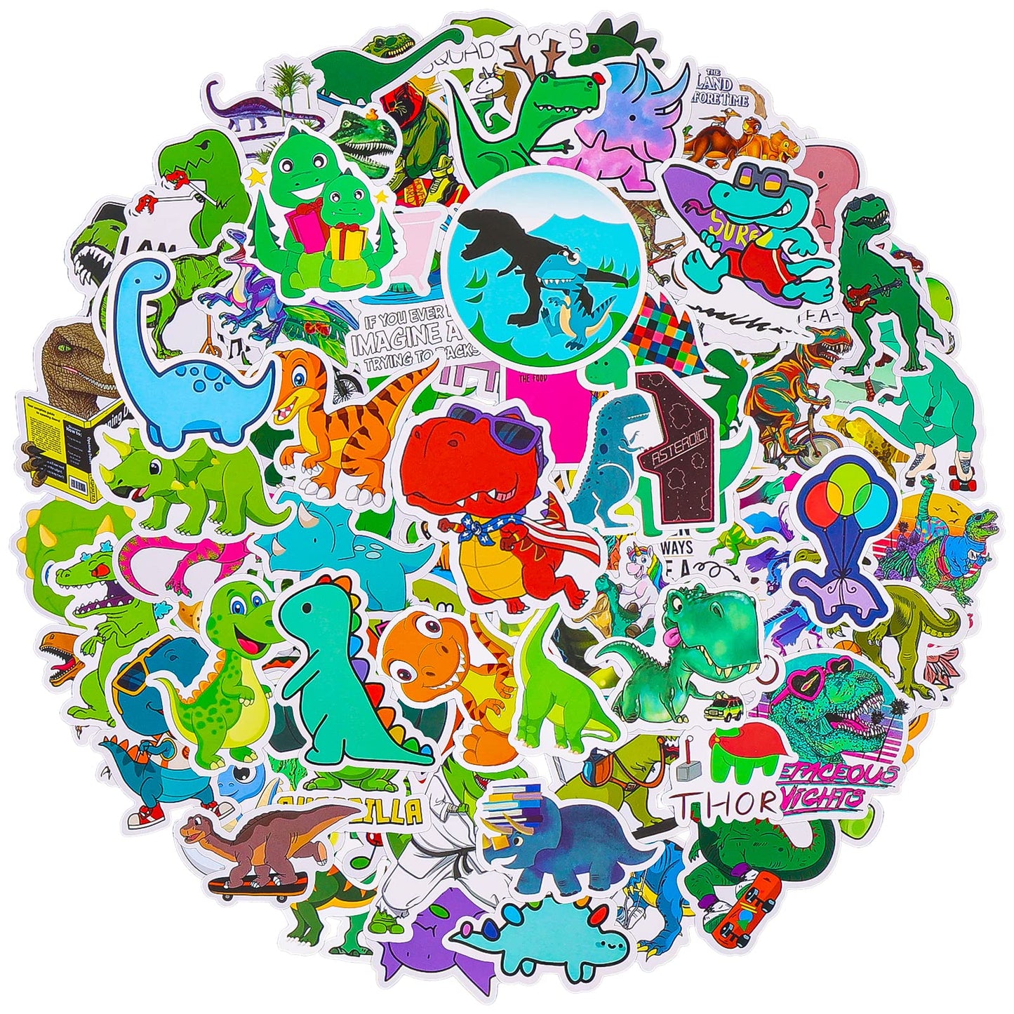cobee Dinosaur Stickers, 100 Pieces Cute Cartoon Stickers Teacher Reward Stickers Waterproof Decals for Kids Water Bottle Phone Scrapbook