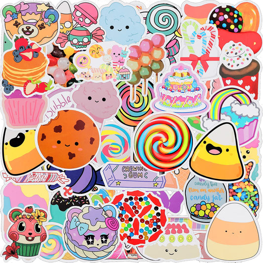 Molain Cute Candy Waterproof Stickers, 50 Pieces Cute Cartoon Stickers Stickers Candy Graffiti Sticker for Laptop,Skateboard,Water Bottles,Computer,Phone,Guitar