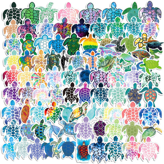 cobee 100 Pcs Sea Turtle Stickers, Colorful Ocean Stickers Summer Waterproof Stickers Ocean Turtle Decals for Refrigerator, Water Bottles, Laptop, Luggage, Skateboard, Guitar Decorations