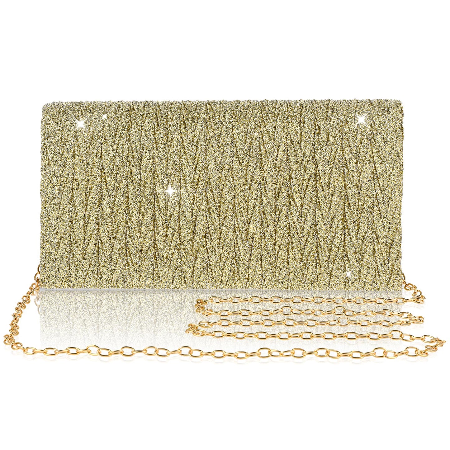 Giantree women's Evening Bag Clutch Purse, Classic Messenger Handbag with Detachable Chain Cross Body Bag Evening Dress Clutch Bag for Wedding Prom Formal Banquet Party(Gold)