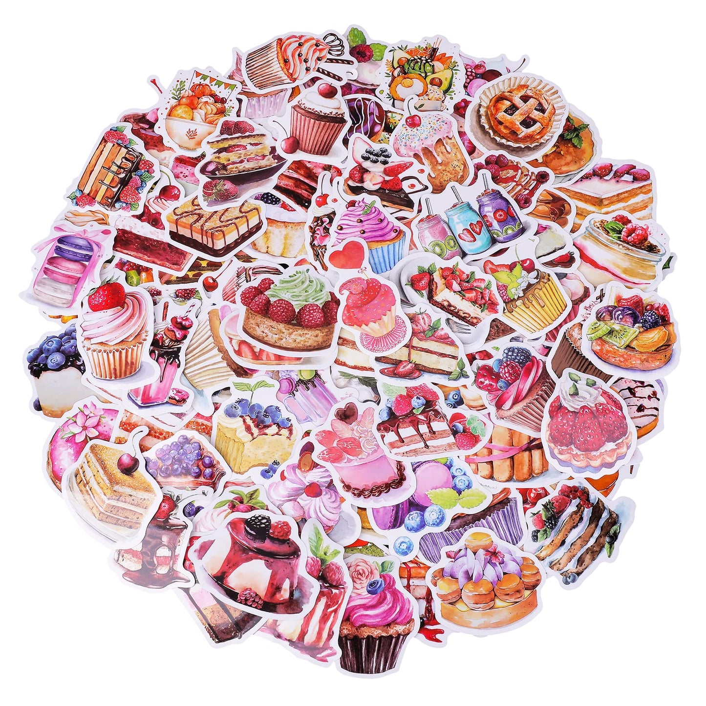 Cobee Cute Sweets Stickers, 100 Pieces Waterproof Candy Decals Kawaii Cartoon Sticker Water Bottles Stickers Ice Cream Cupcake Vinyl Decals for Laptop Car Bike Phone (A)