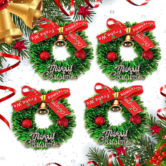 Amaxiu Dollhouse Mini Christmas Wreath, 4PCS 1:12 Miniature Christmas Wreath Hanging Wreath Christmas Decoration Christmas Decoration Dollhouse Accessories Mini Wreaths for Dollhouse Door Windows (A)