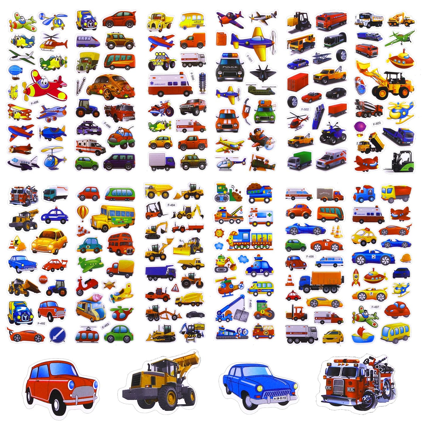 TIESOME 3D Puffy Stickers for Kids, 12 Sheets Cars and Truck Stickers Kids Stickers Teacher Reward Stickers DIY Decoration Decal for Craft Scrapbooking Girl Boy Teachers