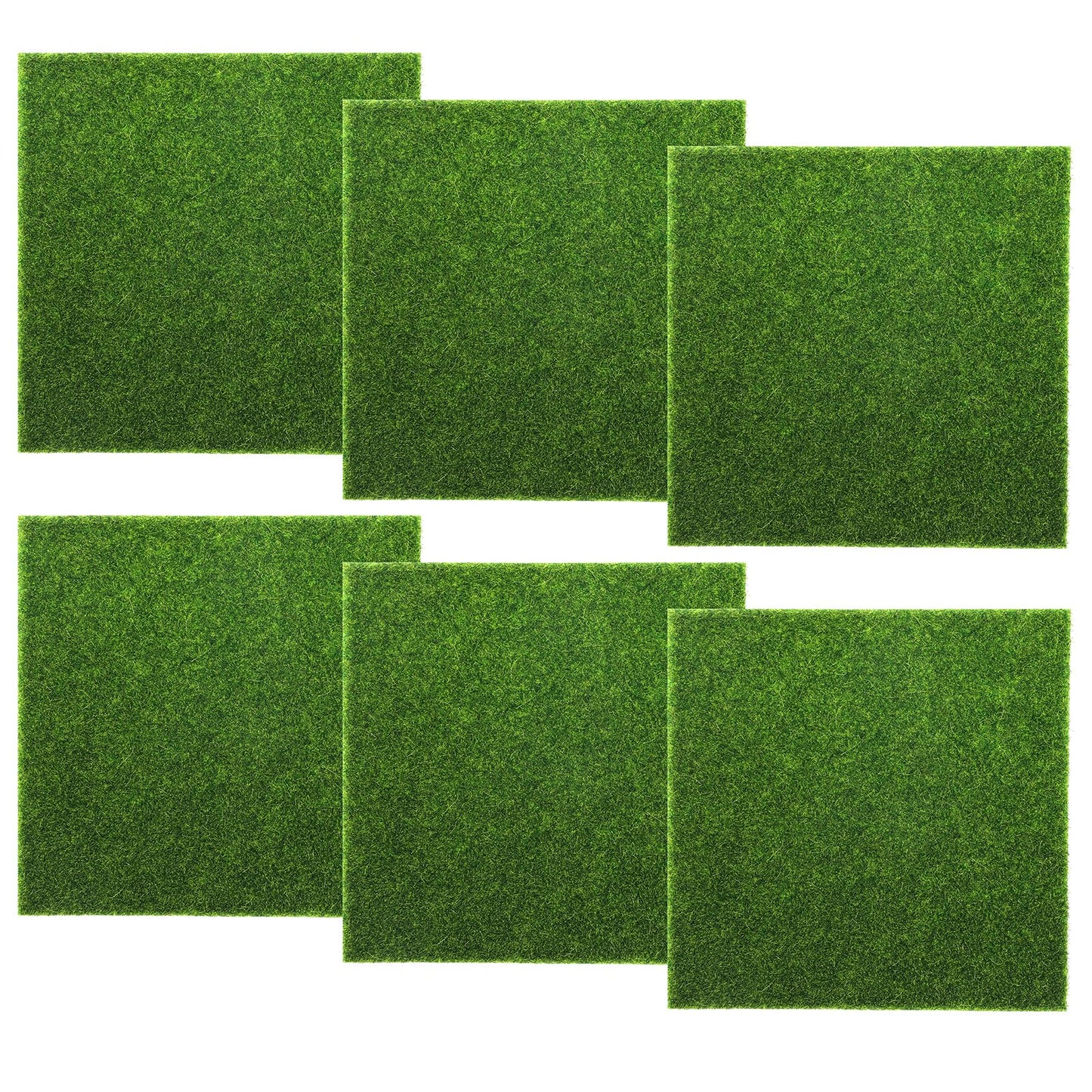 cobee 6''x 6'' Dreen Fake Grass, 6 Pcs Decor Fake Grass Patch for Crafts, Artificial Garden Grass for Dollhouse, Dollhouse Lawn Miniatures Ornament DIY Decoration(6 Pcs Set)