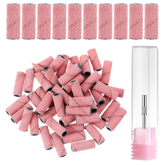 JIEYAO 100 Pcs Small Sanding Band Nail Drill Bits, Mini Cuticle Sanding Files, 180# Extra Fine Grit Nail File Sanding Bands with 3.1mm Mandrel Bit Small Bands for Acrylic Nails Gel Manicure(#240)