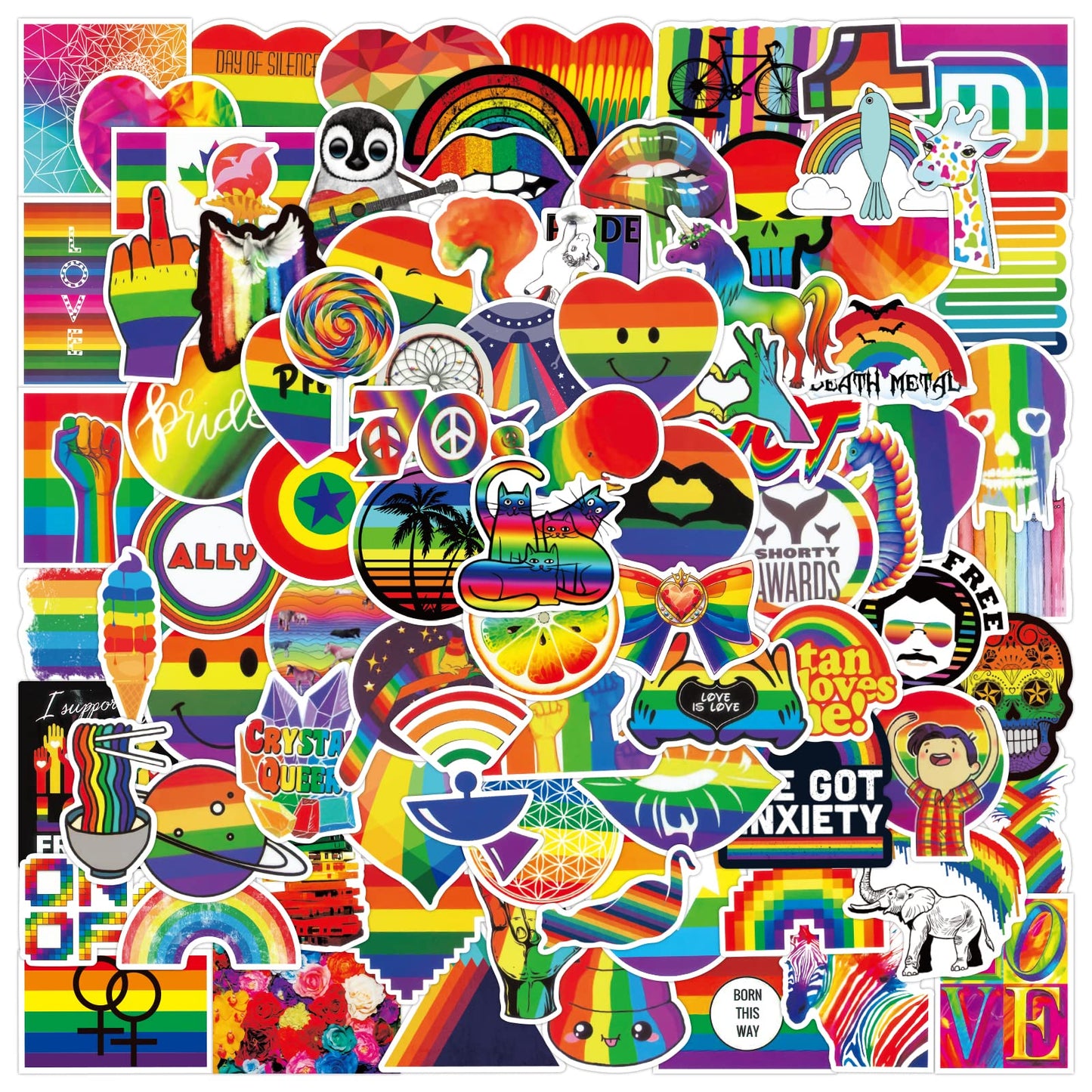 cobee Gay Pride Stickers, 100Pcs Vinyl Rainbow Stickers Gay Pride Water Bottle Decal DIY Decor for Laptop Water Bottle Car Luggage Bike Skateboard