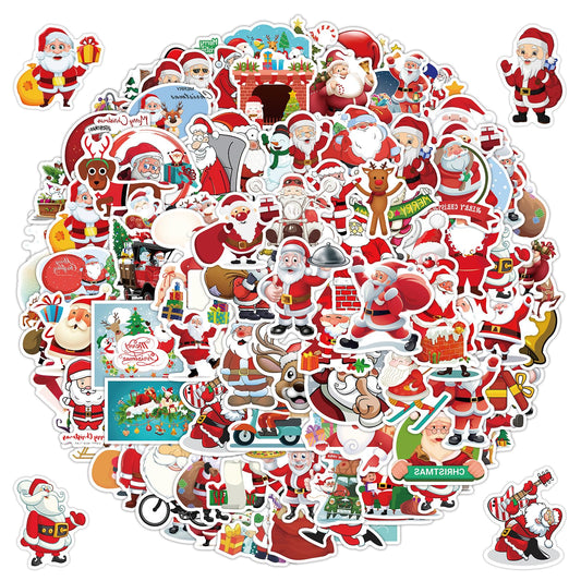 Amaxiu 120 pcs Christmas Stickers Bulk, Waterproof Vinyl Sticker Santa Holiday Decals Funny Xmas Stickers Water Bottle Sticker for Scrapbooking Craft Classroom Christmas Party