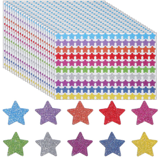 JIEYAO 3000 Pcs Holographic Small Star Stickers, Self-Adhesive Star Sticker for Kids Reward, Reward Behavior Chart Labels Glitter Colored Star Decal Teacher Stickers for Students DIY Crafts, 0.5"