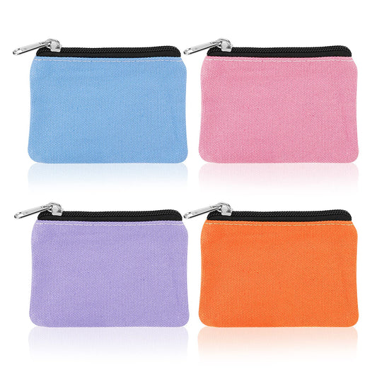 Molain Canvas Small Coin Purse, 4 Pieces Portable Mini Change Purse Coin Bag with Zipper Women Coin Pouch Mini Money for Women Credit Card ID Card Keys