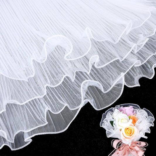 Molain 2 Pack 4 Yards Flower Wrapping Paper, Wrinkled Bouquet Wrapping Paper Bouquet Packaging Paper Florist Supplies Translucent for Party Favor Decor, Florist Supplies Wedding Gift Packaging(White)