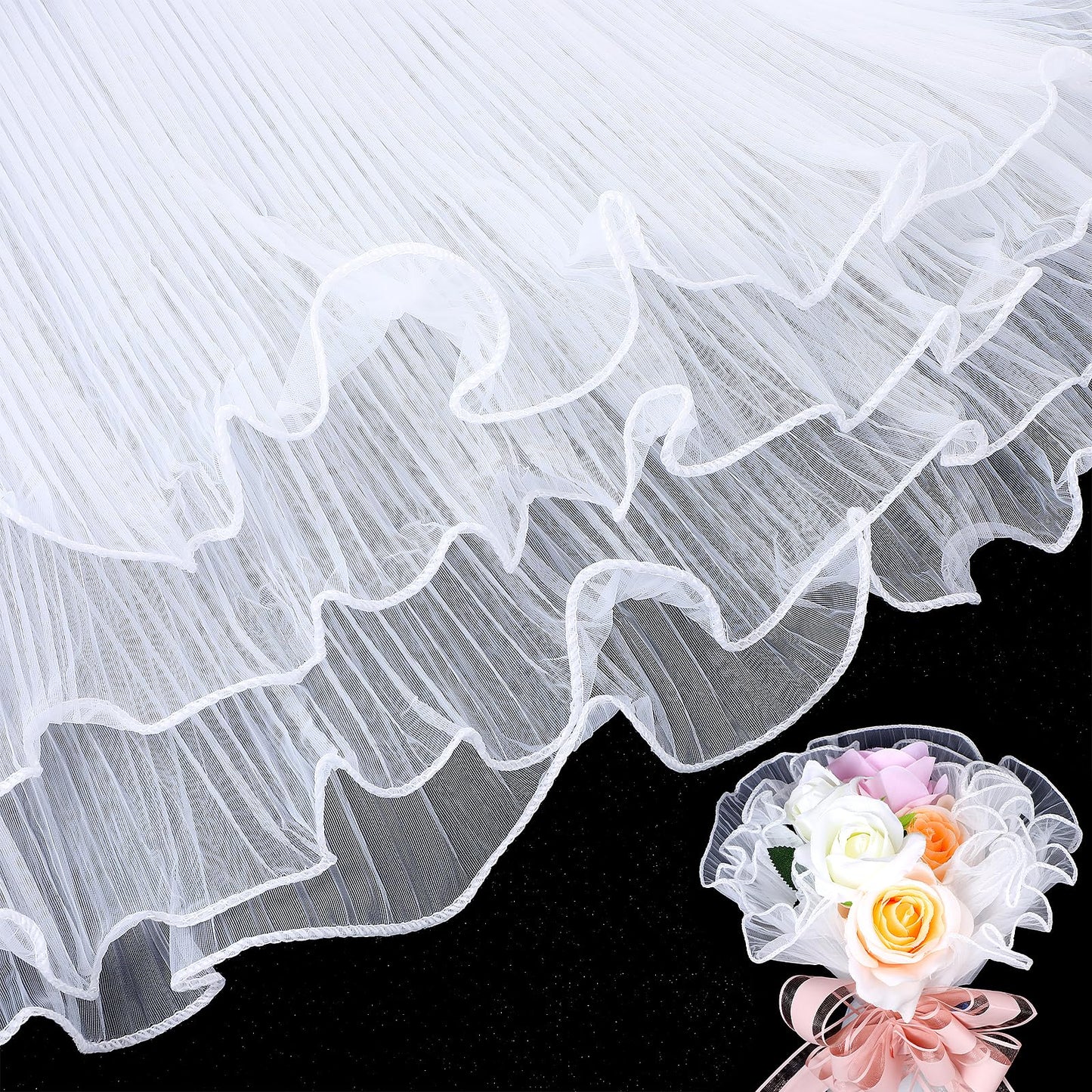 Molain 2 Pack 4 Yards Flower Wrapping Paper, Wrinkled Bouquet Wrapping Paper Bouquet Packaging Paper Florist Supplies Translucent for Party Favor Decor, Florist Supplies Wedding Gift Packaging(White)