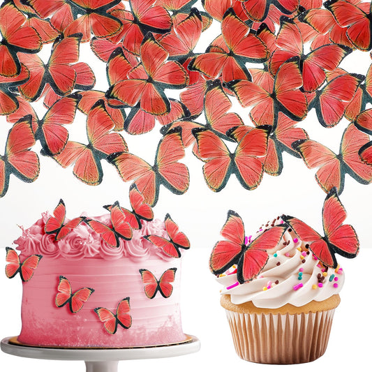 Giantree 60 Pcs Edible Butterflies for Cake Decorating, Wafer Paper Butterfly Cake Topper Butterfly Cupcake Decorating for Wedding Birthday Anniversary Flower Themed Party Decorating Princess Games