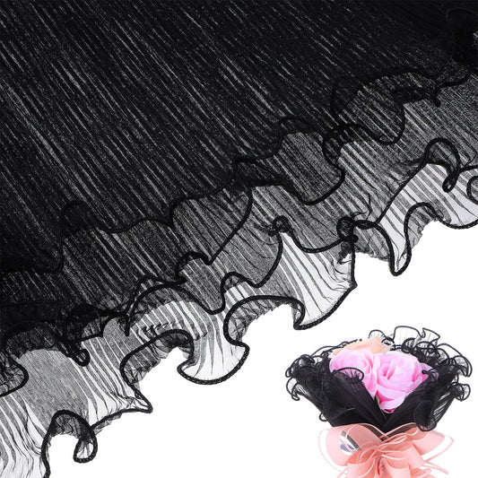 Molain 2 Pack 4 Yards Flower Wrapping Paper, Wrinkled Bouquet Wrapping Paper Bouquet Packaging Paper Florist Supplies Translucent for Party Favor Decor, Florist Supplies Wedding Gift Packaging(Black)