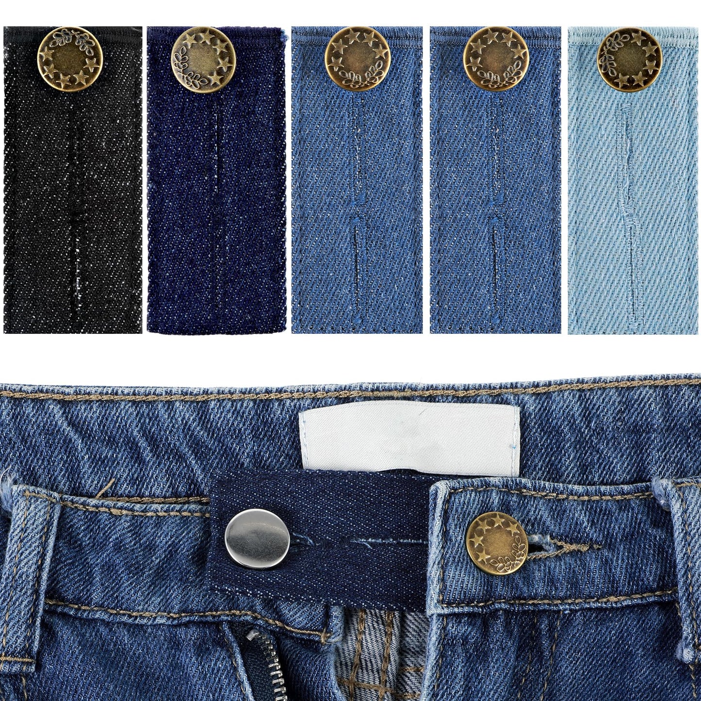 Yuanchu 5 Pcs Button Extenders for Jeans, Denim Waist Extenders Button Adjustable Pants Extender Waistband Extenders for Jeans for Men Women Pant Extender for Pregnancy Women