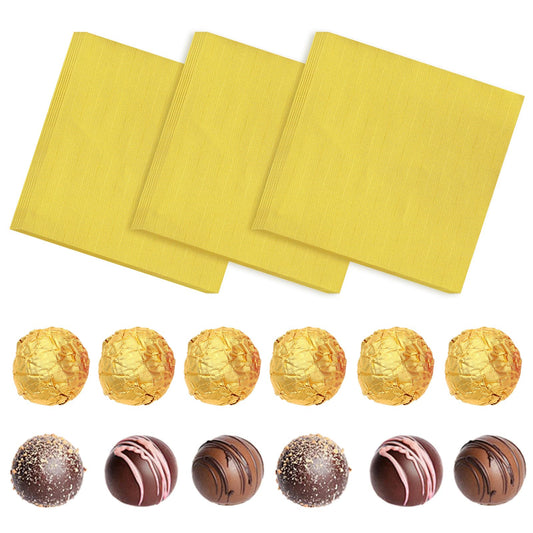 Molain 300pcs Foil Colored Candy Wrappers, 3x3 inches Foil Candy Wrappers Square Chocolate Aluminium Foil Paper, for DIY Candies and Chocolate Decoration(Gold)