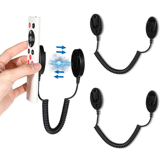 HJZHII 2Pack Magnetic Remote Control Holder with Spring Ropes, Retractable Remote Control Tether with Adhesive Holder Anti-Loss Security Cable Lock for TV Fan Air Conditioner Remote