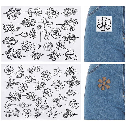 Amaxiu 50+Pcs Water Soluble Stabilizer for Embroidery, 2 Sheets Stick and Stitch Embroidery Paper Hand Sewing Stabilizers Self Adhesive Embroidery Stabilizers Tear Away Embroidery Stabilizers(Style-B)