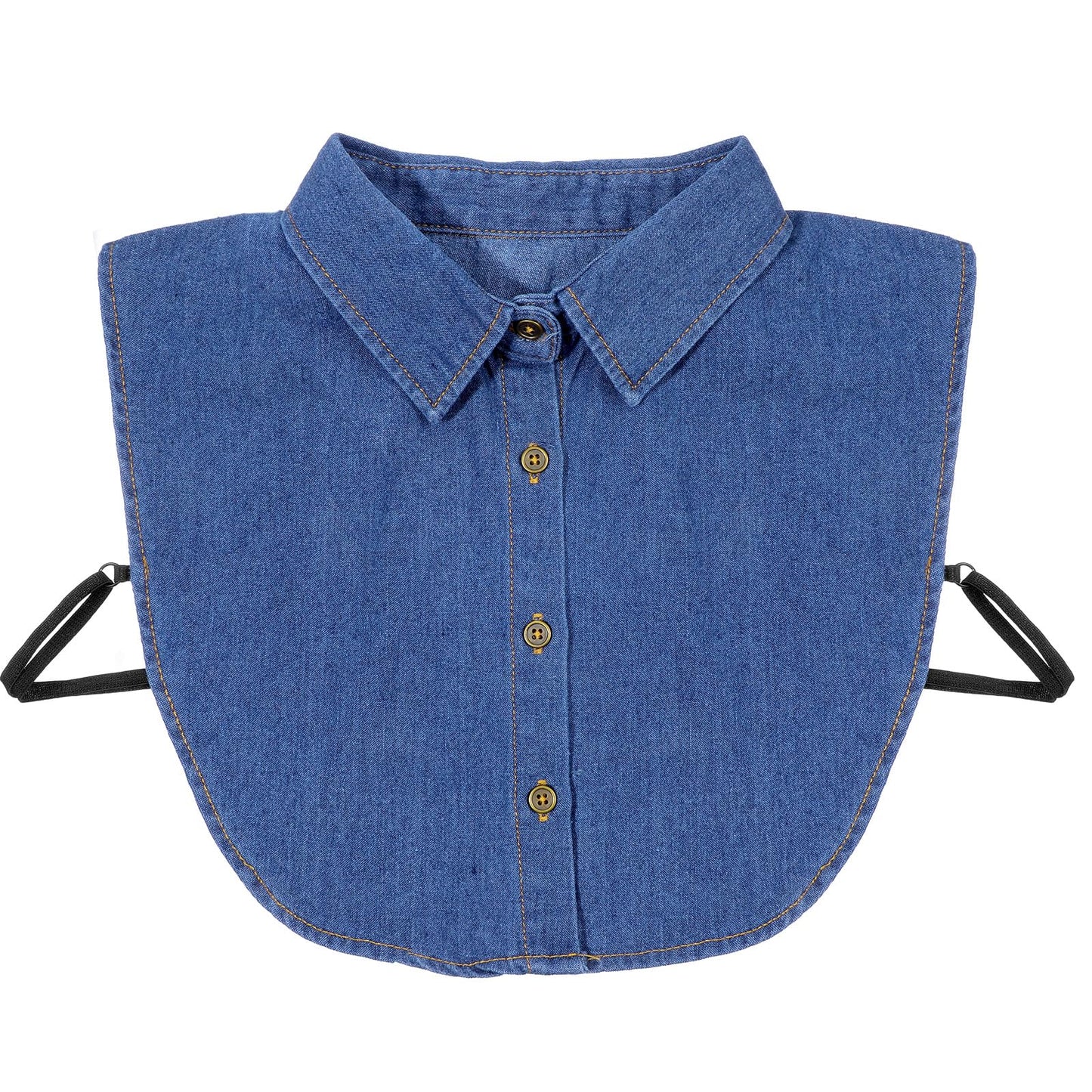 JIEYAO Denim Detachable Collar, Fake Collar Dickey Blouse Top for Women Removable Decorative Collar Accessory with Buttons