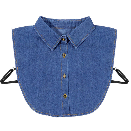 JIEYAO Denim Detachable Collar, Fake Collar Dickey Blouse Top for Women Removable Decorative Collar Accessory with Buttons