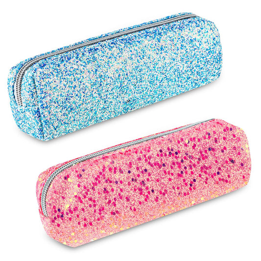 Andibro Small Pencil Pouch for Girls, Glitter Pen Pencil Case Cute Pencil Organizer Lovely Slim Pencil Bag Shinning Zipper Storage Bag for Women Men Aesthetic School Supplies(B)
